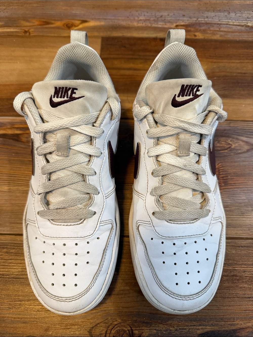 Nike Court Vision Low | Size 5Y(Women’s 6.5) | White/Burgundy - Picture 3 of 8